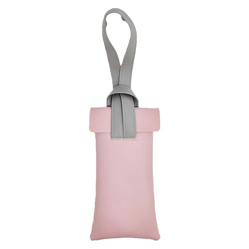 Trendy Color Block Glasses Case with Wristband PU Leather Portable Sunglasses Reading Glasses Storage Pouch Eyewear Protector
