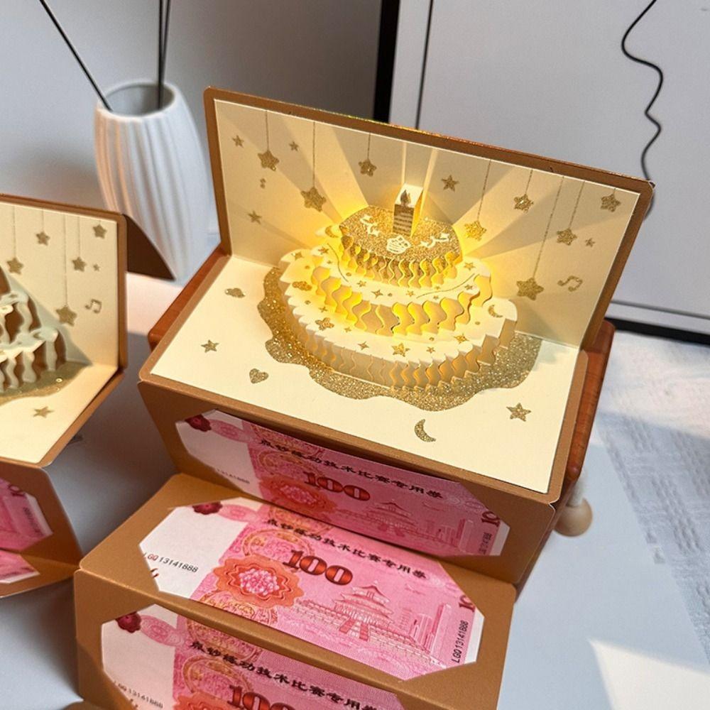 3D Pop-Up День Рождения Красный Конверт Поздравительная Открытка Складной Новогодний Денежный Красный Конверт Подарок-Сюрприз