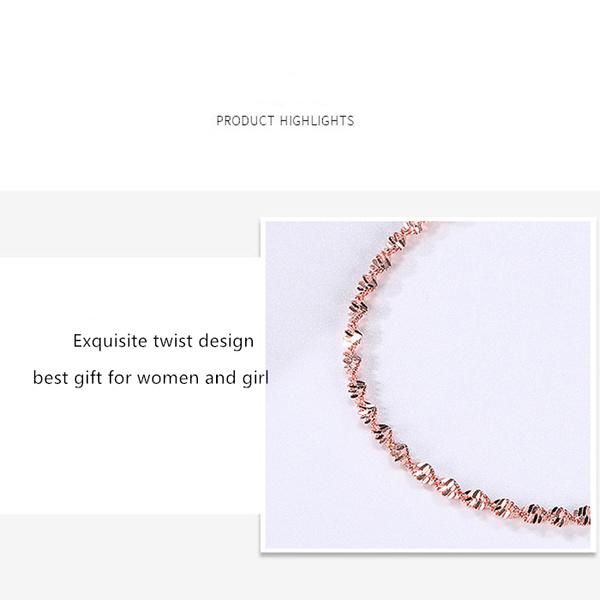 New Fashion Rose Gold Charm Bracelet Women Wedding Engagement Twisted Bracelet Fashion Jewelry