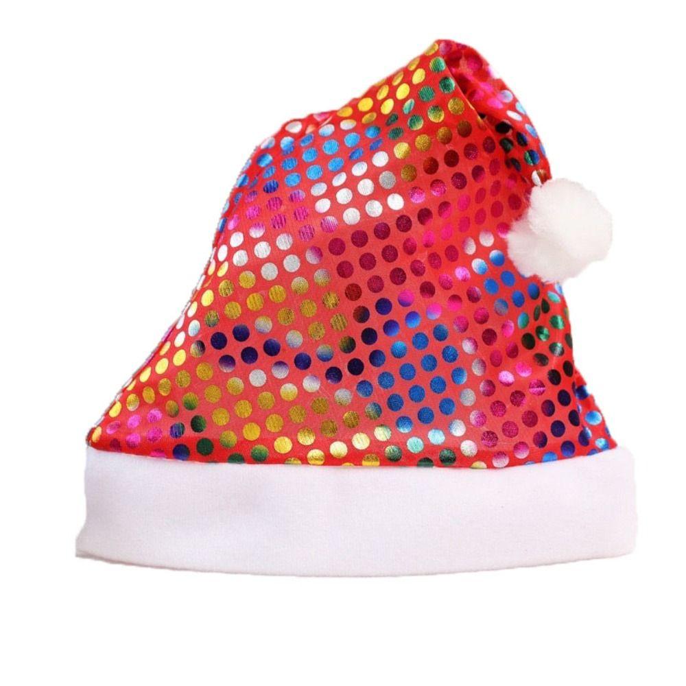 Printed Beads Christmas Hat Merry Christmas Decoration Plush Beanie Santa Claus Hat  Winter/Autumn