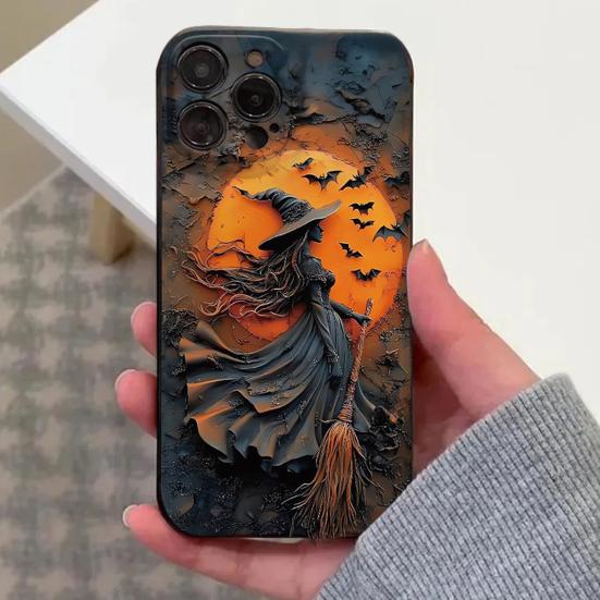 Чехол для телефона на Хэллоуин Ведьминский для IPhone 16/15 Pro Max Противоударный чехол для телефона с жестким ПК и мягким ТПУ Защита от царапин 360 градусов Аксессуар для телефона