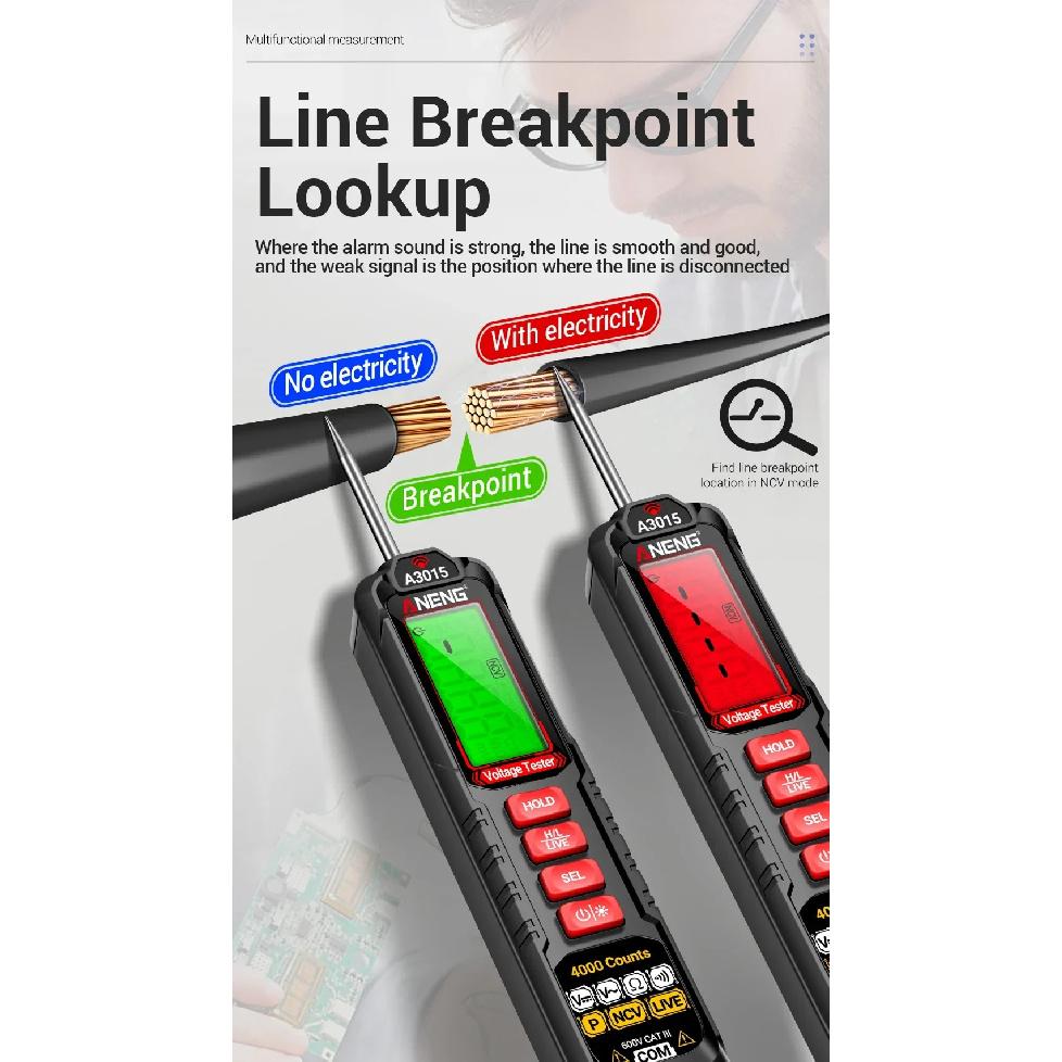 Car Voltage Detector Pen ANENG A3015 Non-Contact Voltage Tester Volt Resistance Continuity Car Fault Maintenance Circuit Test