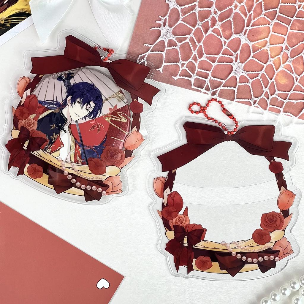 Japanese Aesthetic Cute Bow Flower Basket Badge Holder Anime Souvenir Transparent Display Protective Cover for 75mm Round Badge