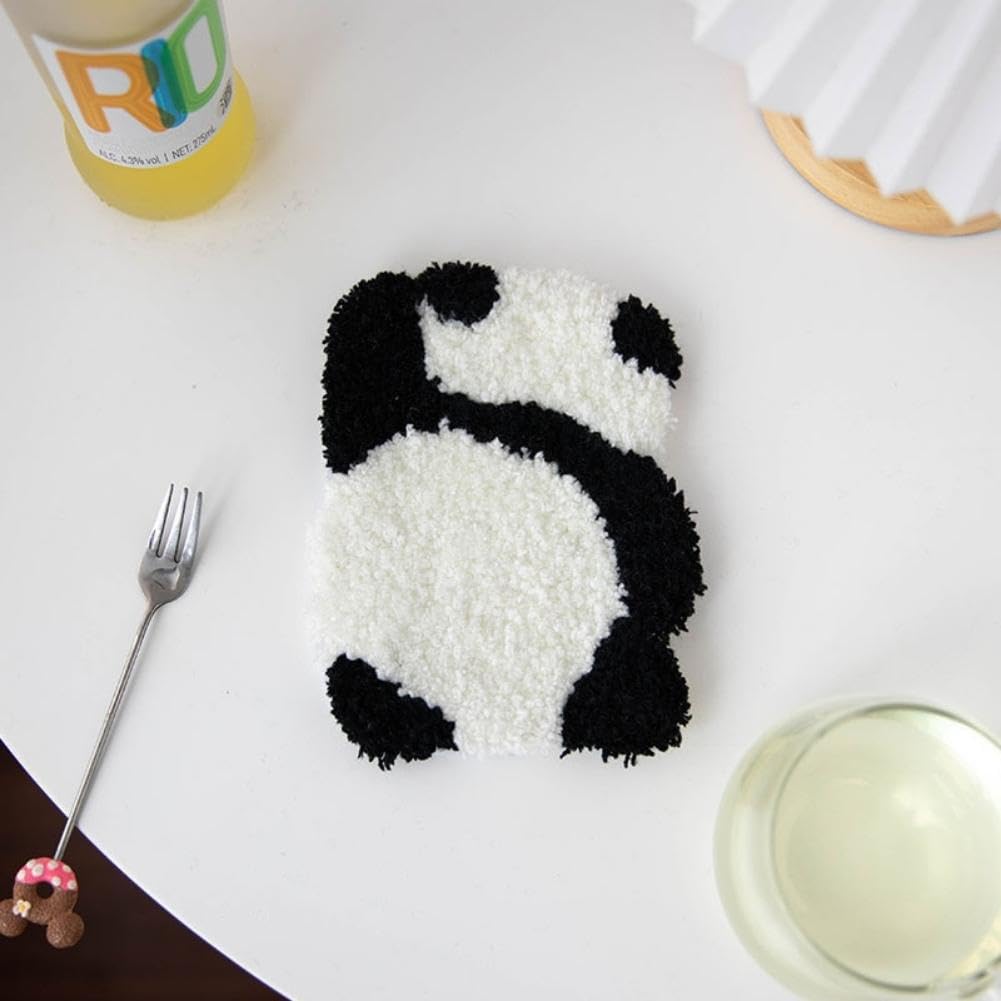 Punch Needle Kit Embroidery Set with Japanese Panda Needle Free Stitching Instructions, Coaster, Punch, (Panda 1)