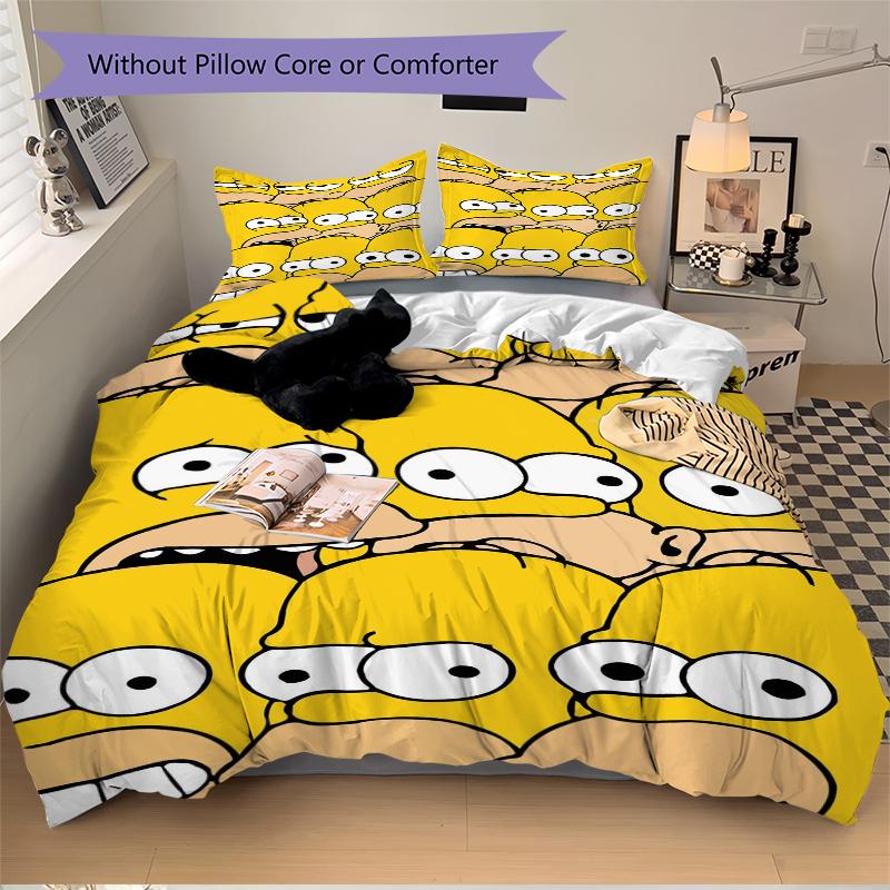 3Pcs Simpson Family Portrait Bedding Set Quilt Cover Pillowcase Home Christmas Xmas Halloween Gift 1 Duvet Cover 2 Pillowcase Em9241