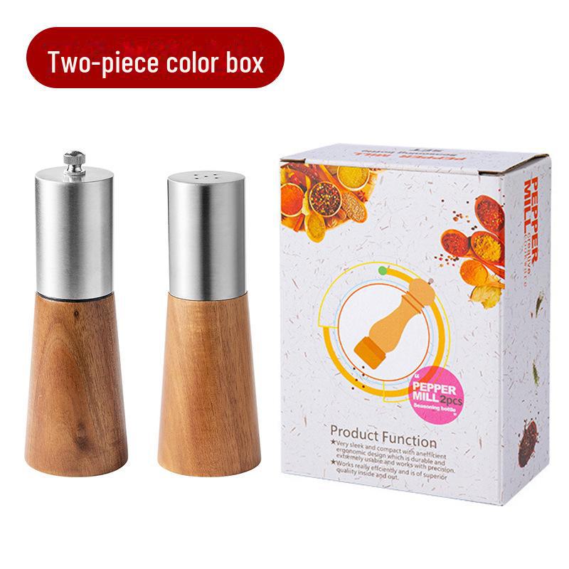 Набор из нержавеющей стали и дерева: перечница и солонка с керамическим сердечником