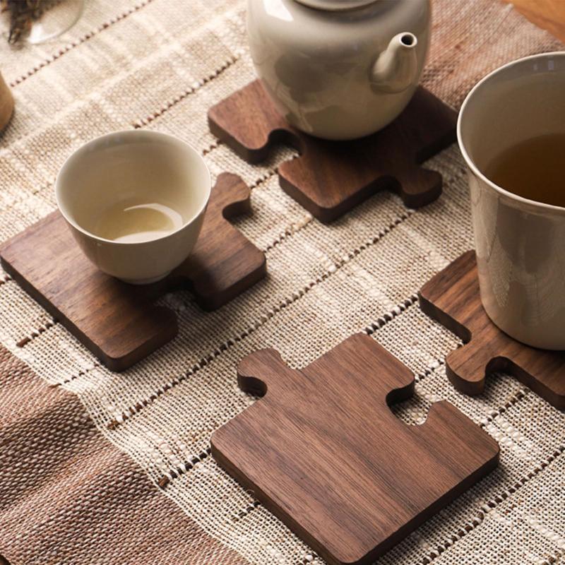 Wooden Block Coasters Heat-resistant Tabletop Use for Tea Sets Dining