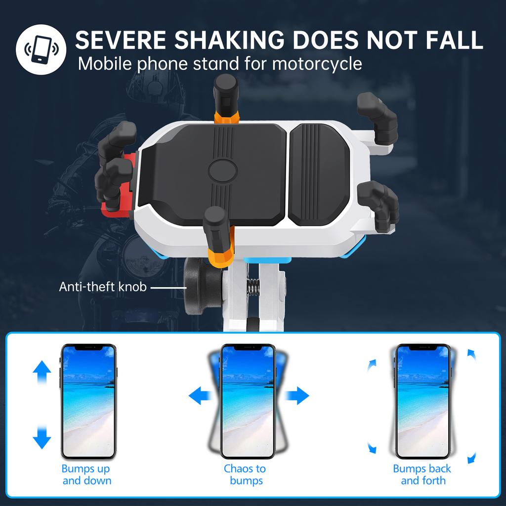 Motorcycle Phone Mount Holder Waterproof Motorcycle Cell Phone Holder Anti-theft 360° Rotation M10
