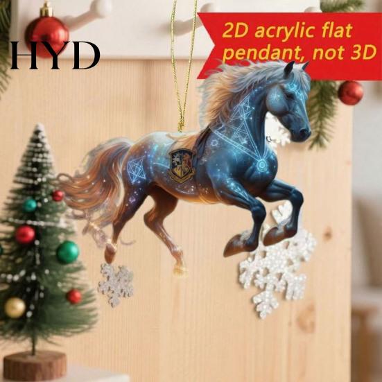 Equine Christmas Ornament 2D Horse Hanging Acrylic Flat Decoration Collectible Tree for Lovers Equestrian Gifts Holiday Decor