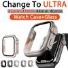 Tempered Glass Case + PC Watch Cover for Apple Watch 8 7 45mm 41mm 44mm 40mm Upgrade To Apple Watch Ultra 49mm Bumper Screen Protector