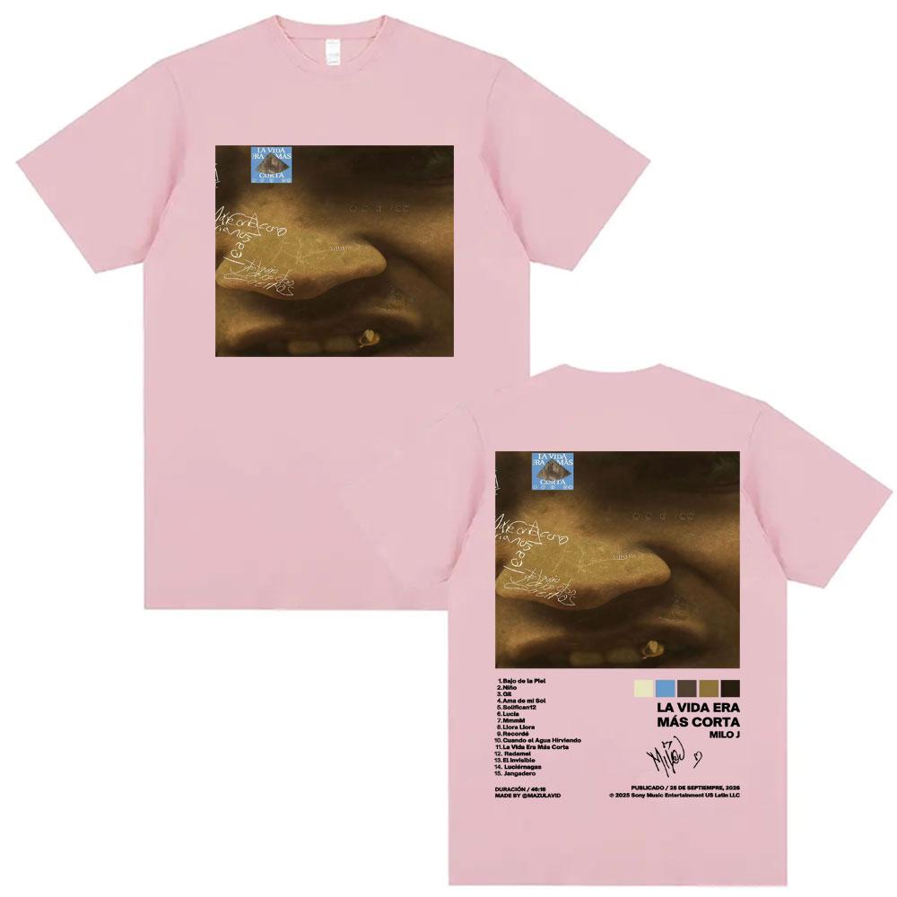 Rapper Milo J La Vida Era Mas Corta Album Cover Tshirts for Men Women Summer Hip Hop Oversized 100 Cotton T Shirts Streetwear
