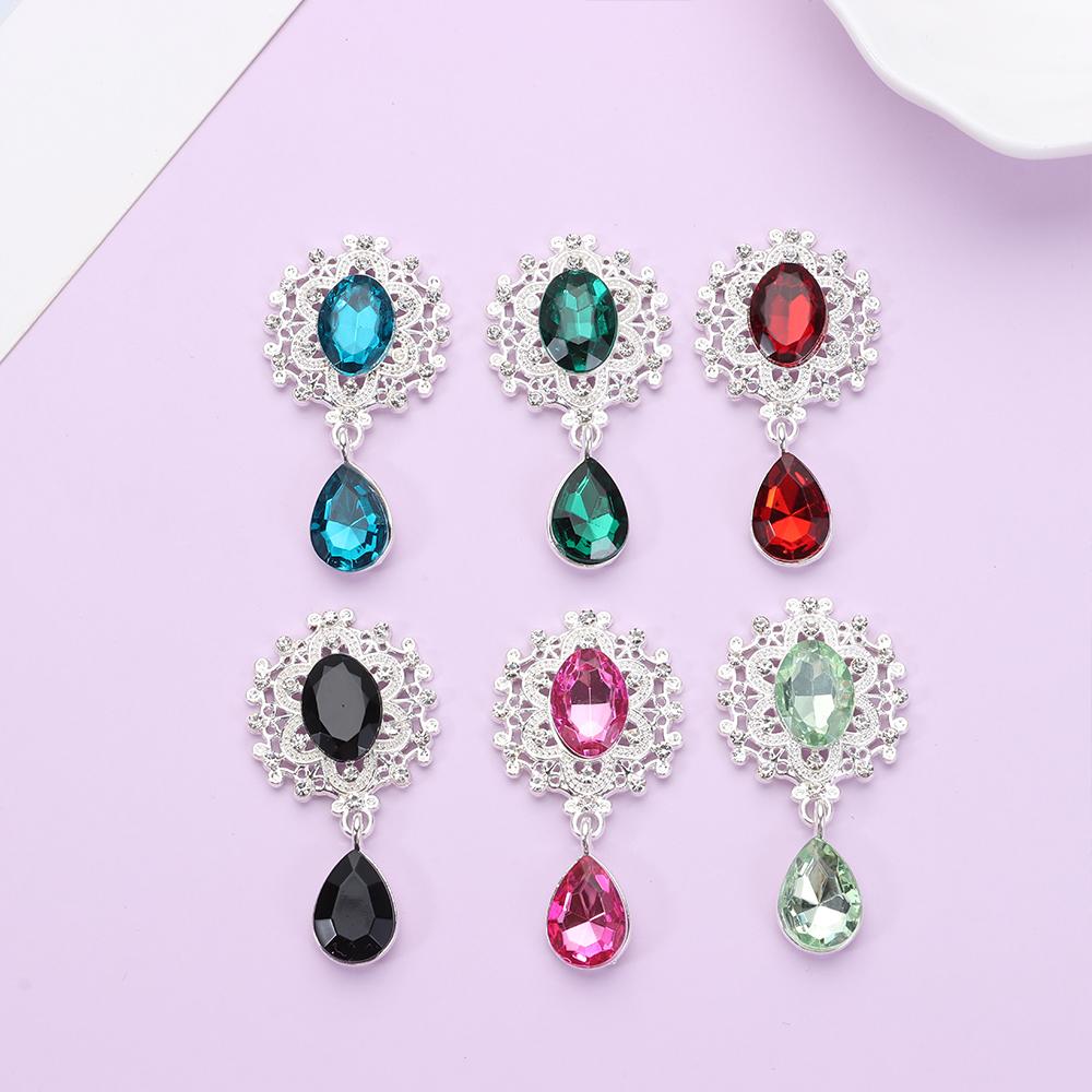 Faceplate Garment Decorative Water Droplets Sewing Button Alloy Rhinestone Pendant Scrapbooking