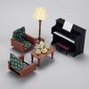 Dollhouse Miniature Piano Sofa Scene: Pretend Play Toy