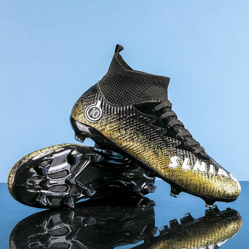 Футбольные бутсы Мужские футбольные бутсы с высоким берцем Детские футбольные бутсы с искусственным газоном и длинными ногтями Тренировочные черные кроссовки