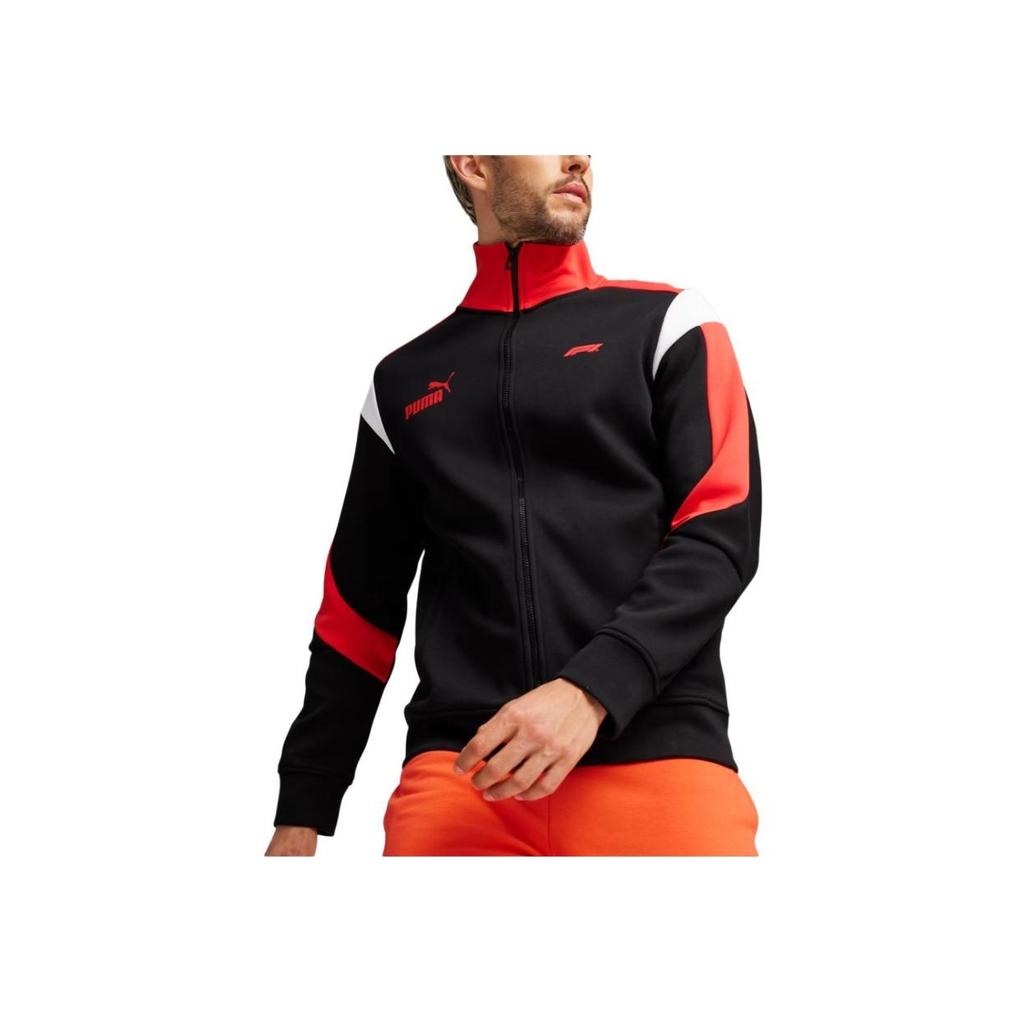 Puma Color Block Outdoor Casual Sports Zip-Up Stand Collar Racing American Vintage Jacket Men Jacket Black 625662-01