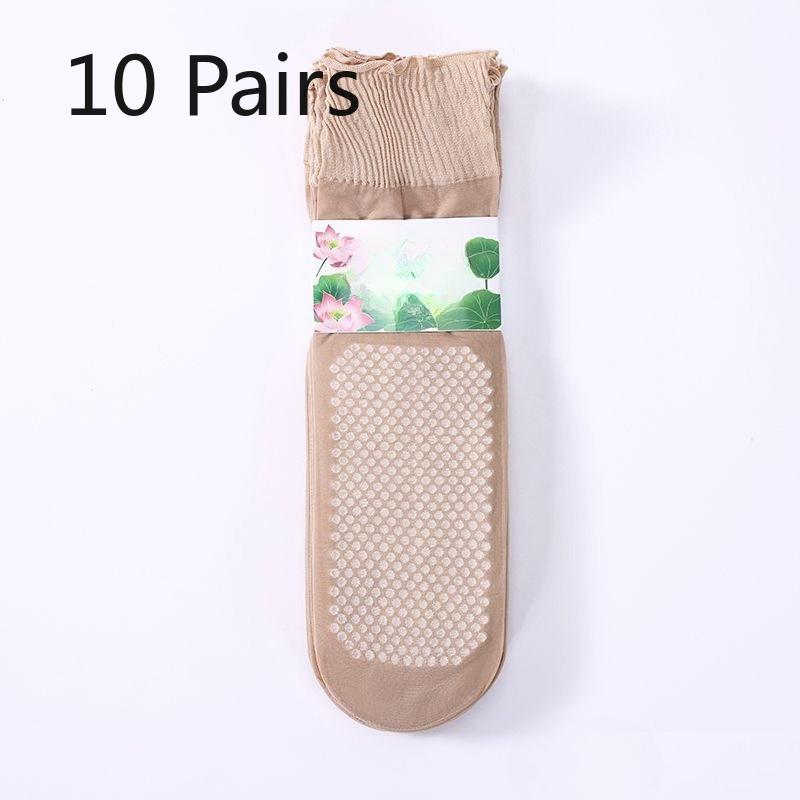 10 пар женских летних ультратонких носков-труб с широким голенищем и широким носком, без следа на стопе, не цепляющихся за проволоку, для пожилых