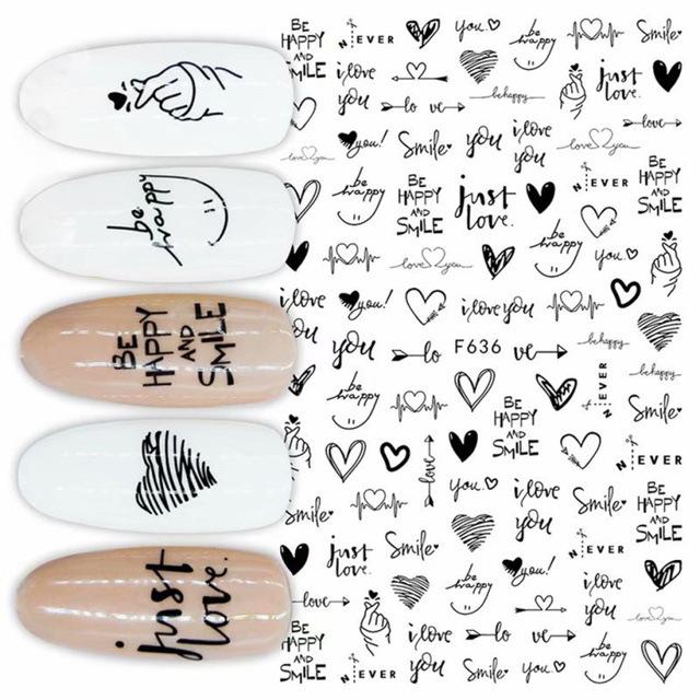 Nail Art Stickers Ins Valentine's Day Love English Letters Cupid's Arrow Rose Adhesive Stickers