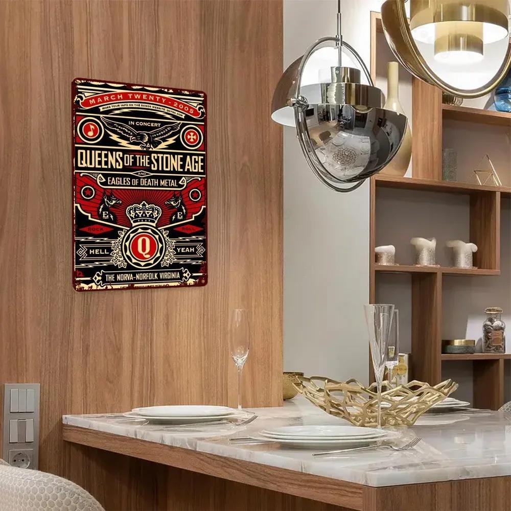 Алюминиевый металлический настенный арт 1 шт. Ретро концертный плакат. Водонепроницаемый декор для дома с Queens of Stone Age и Eagles of Death Metal.