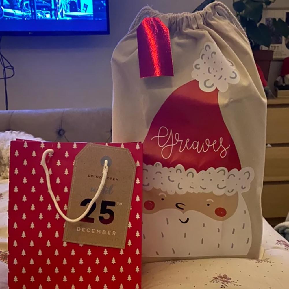 Personalized Christmas Sack Santa Sack Kids Toy Bag Child's Christmas Stocking for Holiday Presents Christmas Tree Decoration