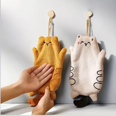 1 шт. Очаровательные полотенца для рук в форме кошки, ультрамягкие, хорошо впитывающие. Идеально подходят для кухни, ванной комнаты, спальни.