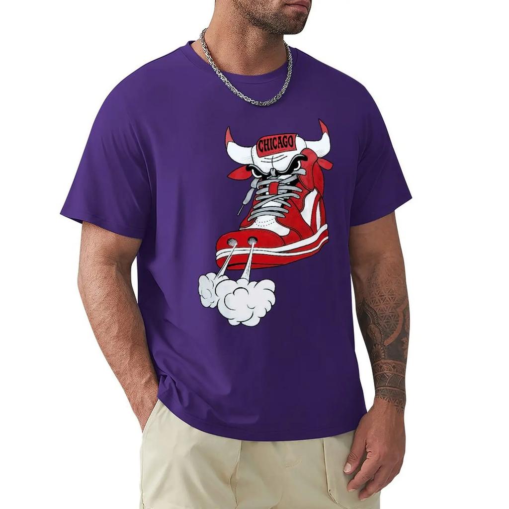 Футболка Chicago Shoe Bull Red White Hip Hop Longline Футболка Harajuku с коротким рукавом Футболка с графикой из 100% хлопка
