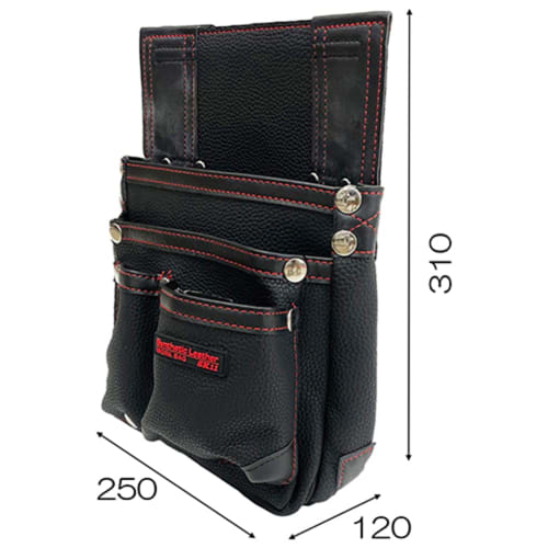 SK11 Synthetic Leather Nail Pouch, SSL-K2, 250mm Wide X 310mm High X 120mm Deep, with Back Slit and Belt Loop, Black