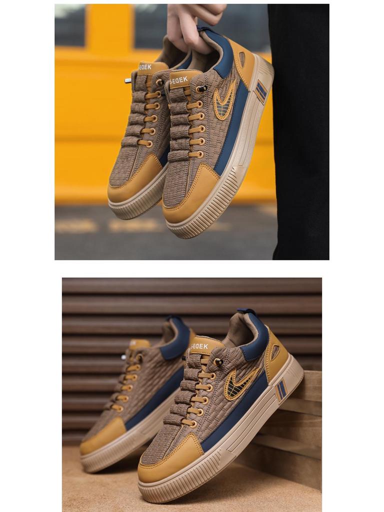 Мужские водонепроницаемые кожаные кроссовки Slip-On Casual Sneakers - спортивная обувь с толстой подошвой, увеличивающая рост, на осень