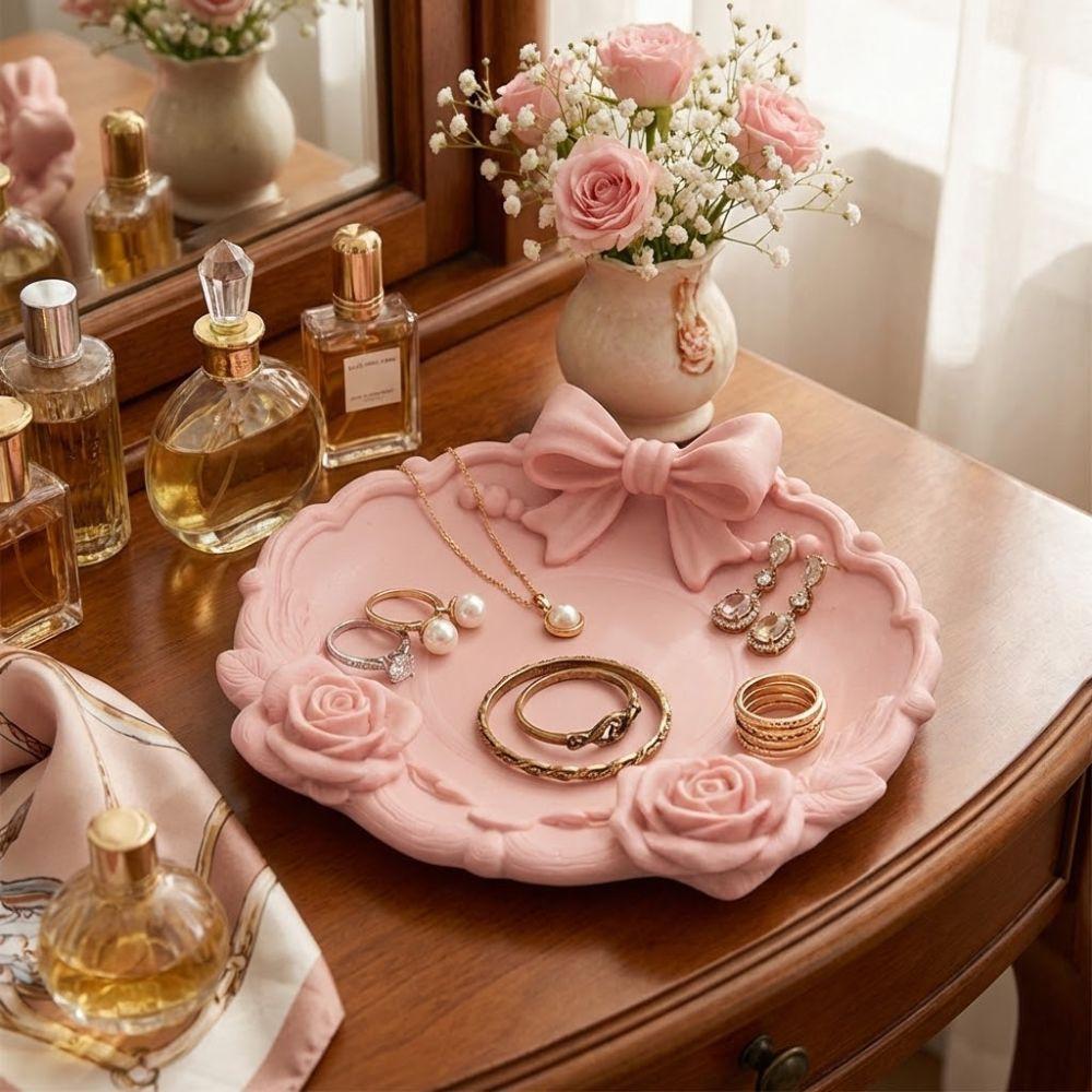 Smooth Surface Bow-Shaped Jewelry Dish Wavy Edge 3D Printed Tray  Desk Office Table