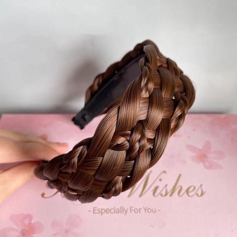 Braid Twist Braided Korean Style Headwear Female Hairbands Six Strand Wig Headband Wide Hair Hoop