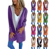 Fashionable Solid Color Long Sleeved Pocket Casual Sweater Cardigan Hooded Jacket