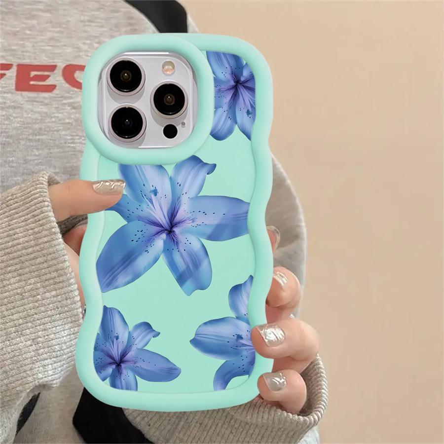 Мягкий чехол-бампер с мультяшным цветочным узором для iPhone 17 Air 13 14 11 16 Pro Max 15 Plus 8 XR 12