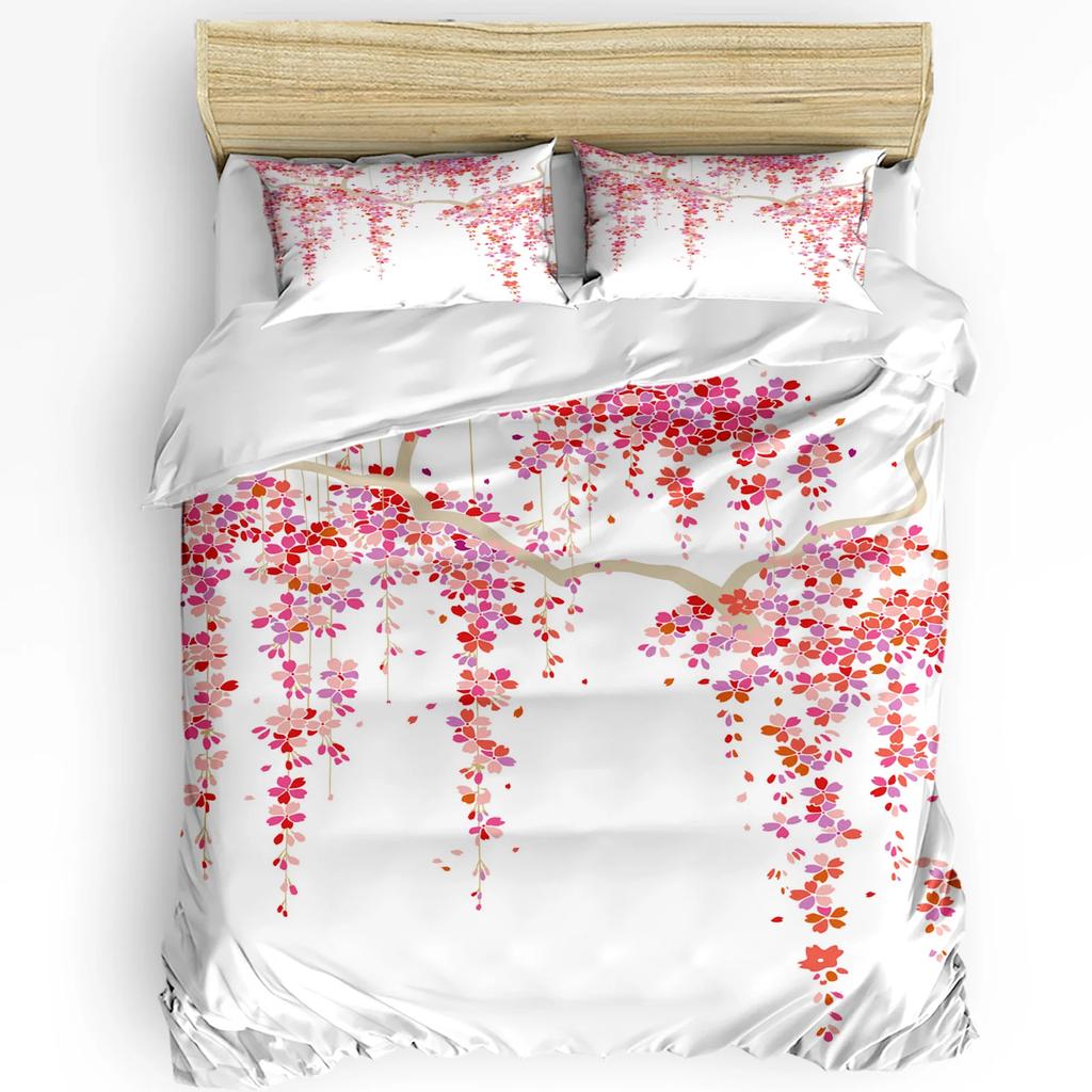 Цветочный Постельный Комплект Одеяло Пододеяльник Наволочки Маки Весеннего Сезона Пасторальные Цветы Постельное Покрывало для Двуспальной Кровати