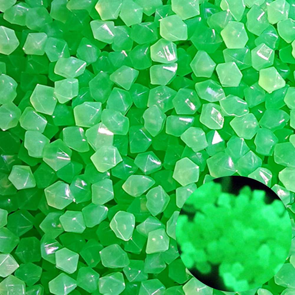 500PCS Luminous Stone Fish Tank Aquarium Landscaping Luminous Stone, Diamond Shaped Colorful Glowing Stones, Outdoor Decoration