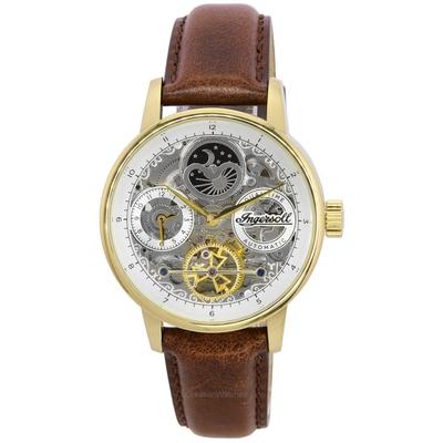 Jazz Moon Phase кожаный ремешок скелетонированный золотой циферблат автоматические мужские часы I07704