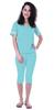 Womens Plain Nightwear Set W  Capri Cotton Sleepwear 2 Pcs