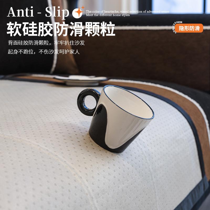 Полосатая подушка для дивана, универсальная для всех сезонов, нескользящая и грязеотталкивающая подушка для сиденья Новый чехол для кожаного дивана Ткань-покрывало-полотенце