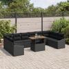 VidaXL 11-piece Garden Sofa Set Black Poly Rattan, Modern Modular Sofa for Garden, Outdoor Furniture, 3358627