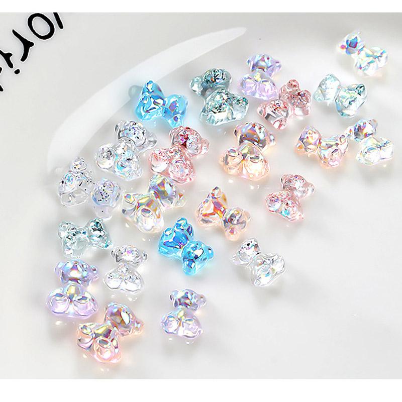 Конфеты с медведем для ногтей, силиконовое желе, резьба, трехмерный медведь, готовый цвет, аксессуары для маникюра с медведем