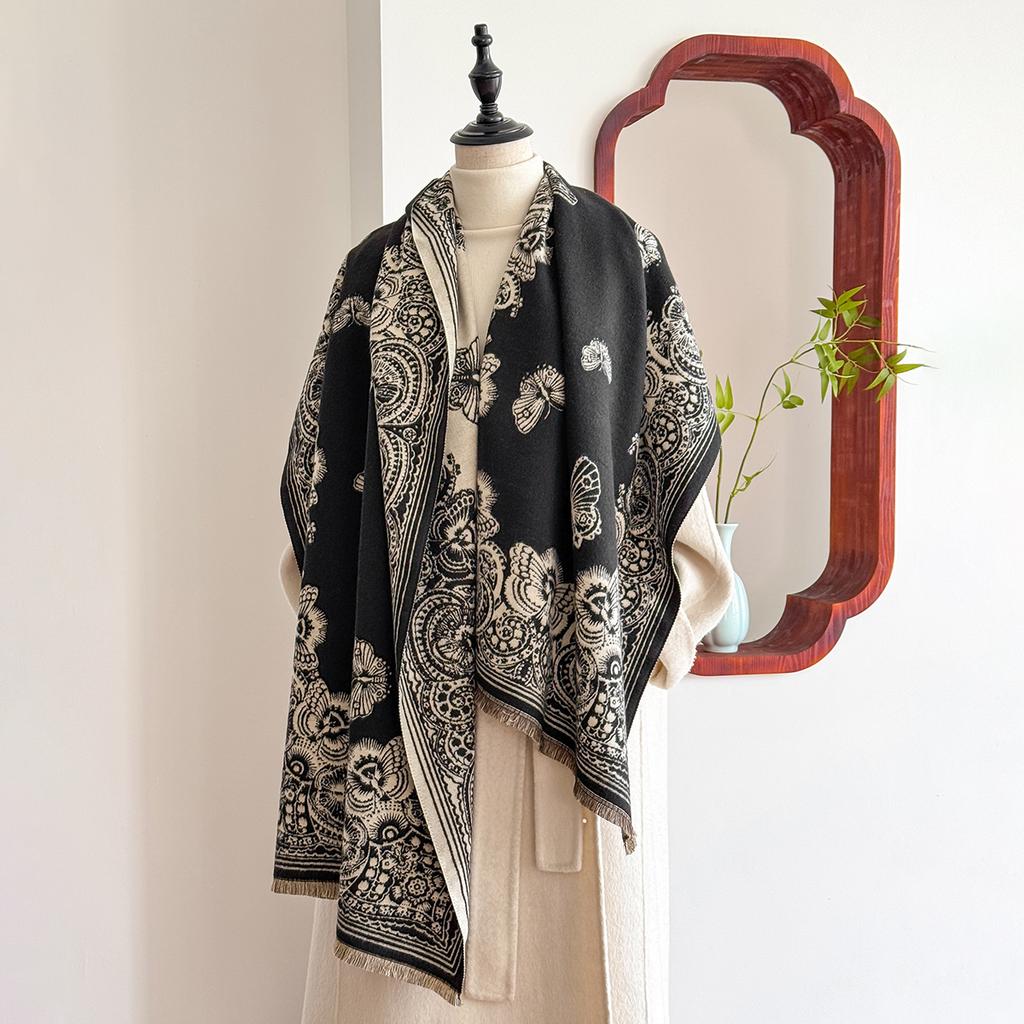 Winter Luxury Women'S Thick Warm Two-Sided Pashmina Wrap Paisley Jacquard Imitation Cashmere Scarf Casual Wear Style Special