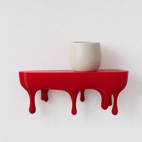 Melting Dripping Wall Shelf, 3D Printed Floating Shelf, Fun Dripping Display Shelf for Home Storage Living Room Decor