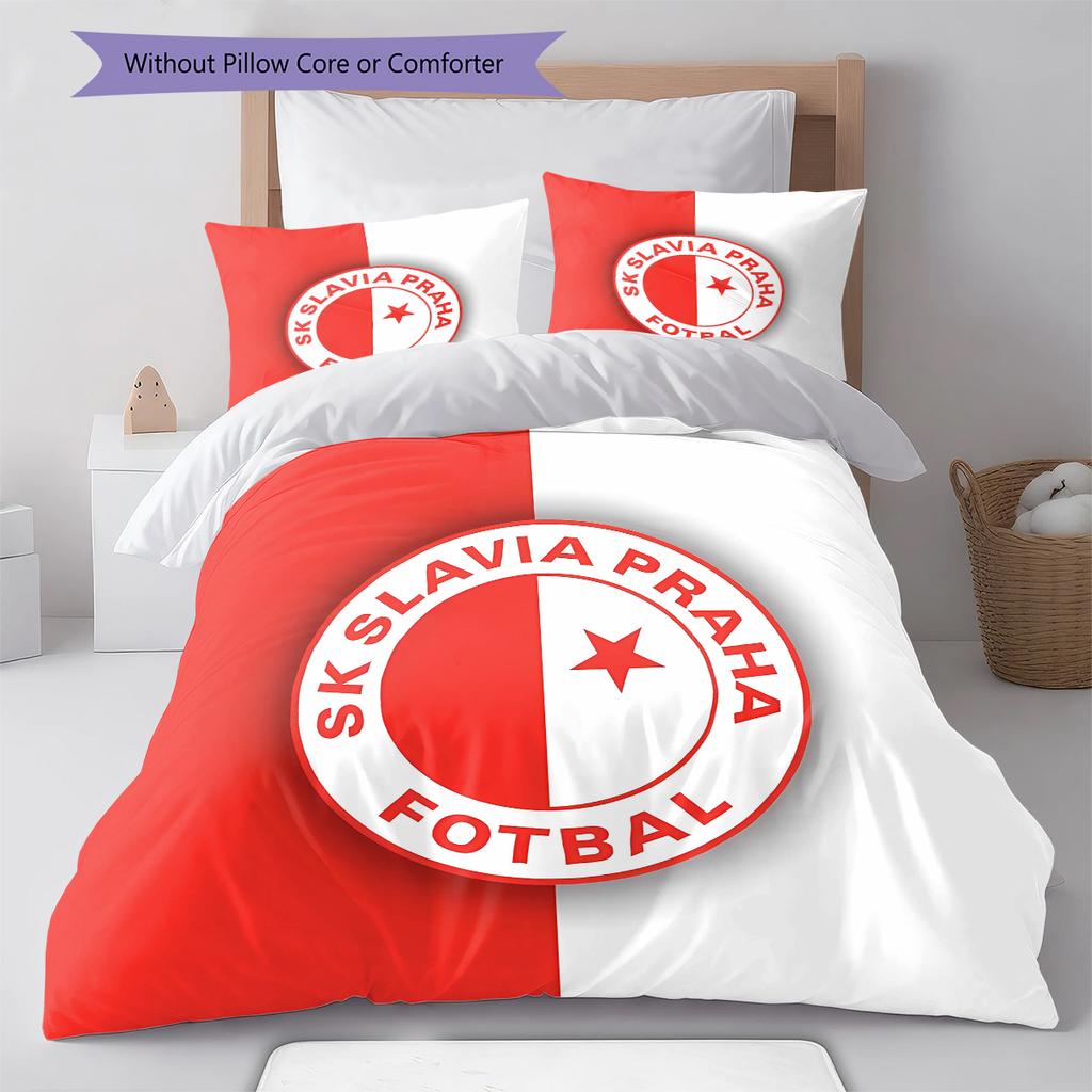 Постельное белье SK Prague Slavia, Комплект с одеялом, Пододеяльник, Наволочка, Домашний подарок на день рождения (1 пододеяльник + 2 наволочки, без наполнителя)