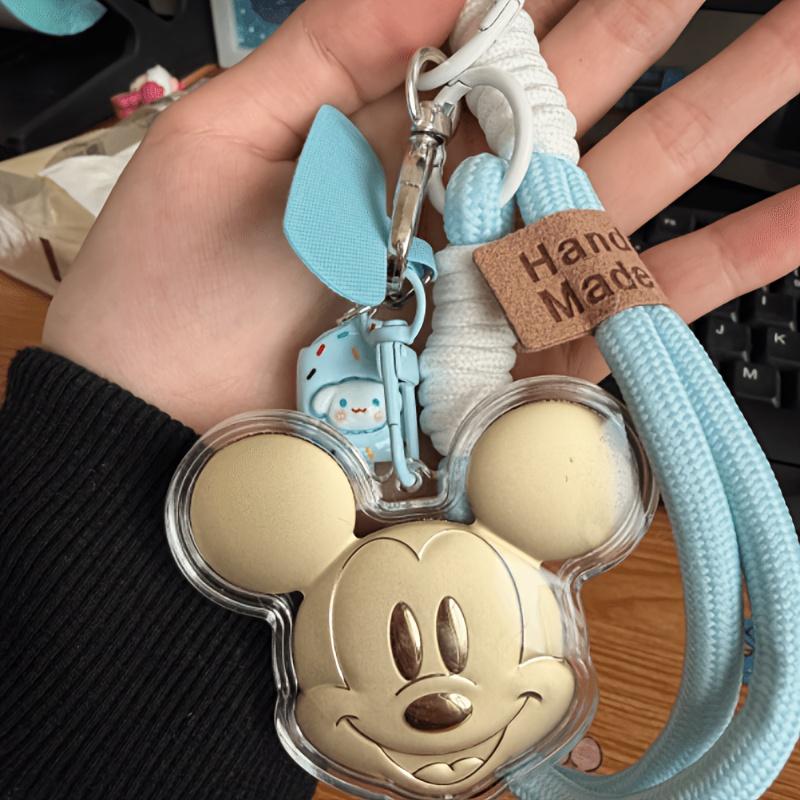 Disney Золотой брелок-шнурок с головой Микки, золотое лицо, аксессуар двойного назначения, прозрачный корпус, устойчивый к царапинам, портативный, защита от потери