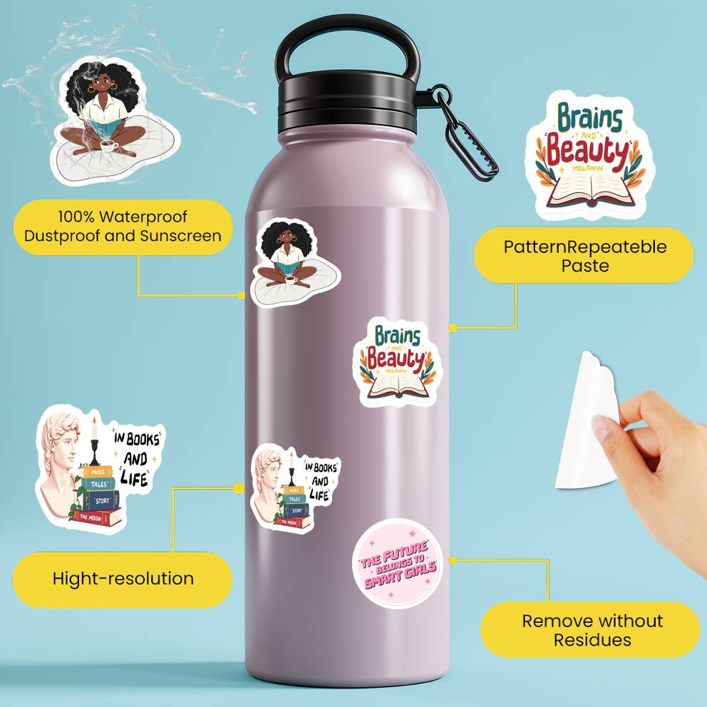 35pcs Cartoon Reading Stickers Colorful Education Stationery Stickers DIY Stickers For Laptop Motorcycle Luggage Phone DIY