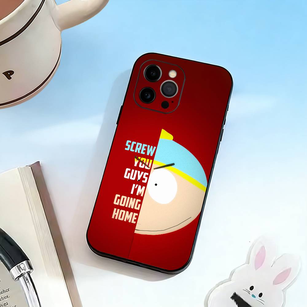 C-Мультфильм S-Саус Парк Чехол для телефона для iPhone 17,16,15,14,13,12,11 Plus,Pro Max,XS,Мягкий силиконовый черный чехол