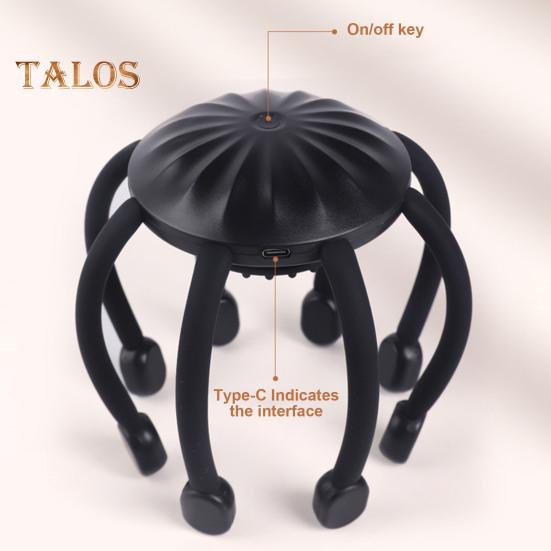 Беспроводной электрический массажер для кожи головы с 4 регулируемыми режимами, эргономичный дизайн, перезаряжаемый массажер для кожи головы с 10 зубцами