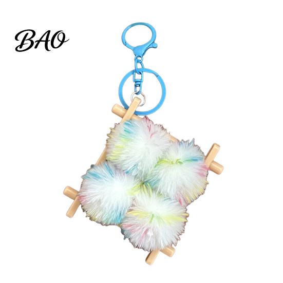 Fermented Doufu Bag Charm Bean Curd Plush Keychain, Fluffy Backpack Decoration Accessories with Keyring, Handbag Purse Keyring