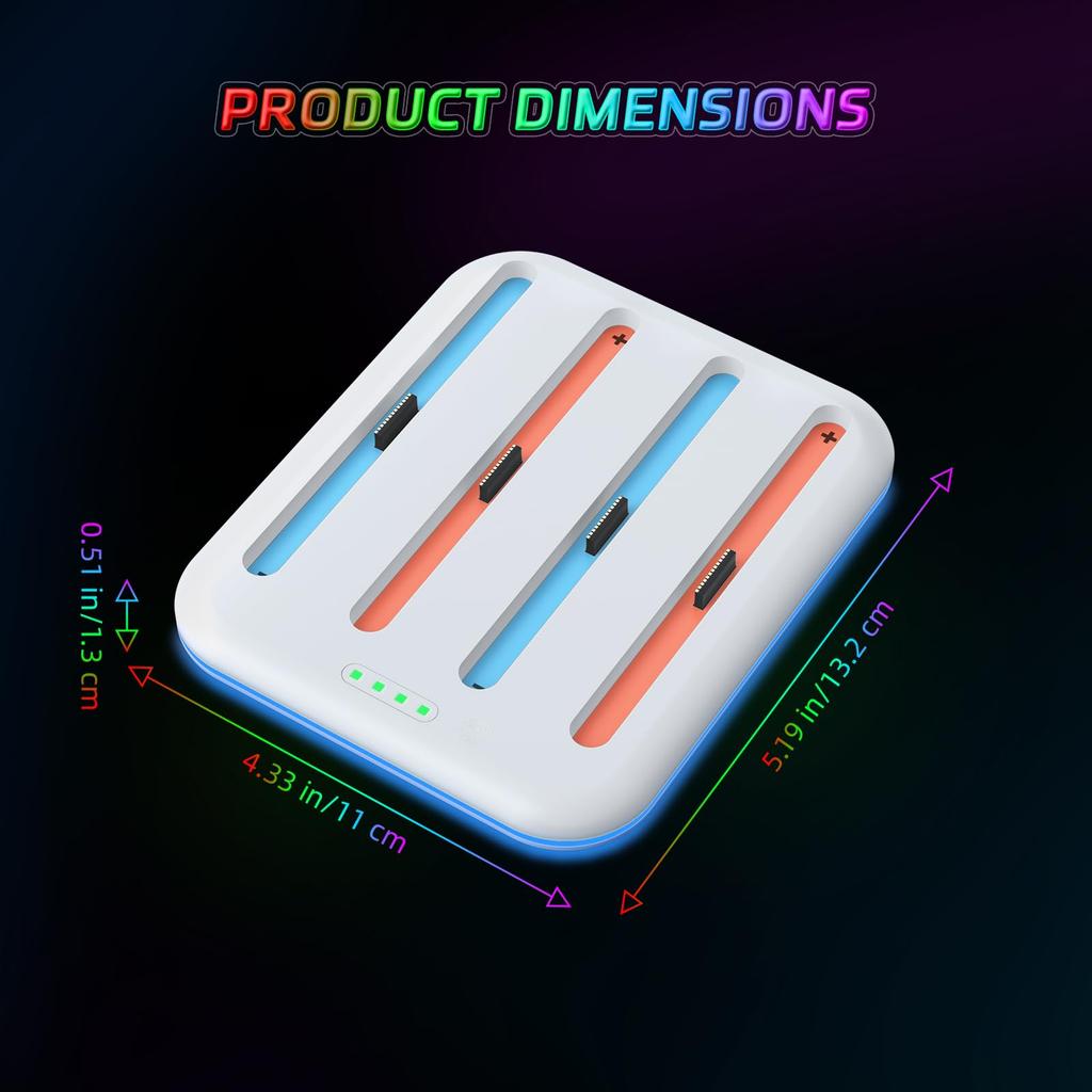 JOYTORN Switch 2 Controller Charging Fast Charging Dock for Nintendo Switch 2 RGB Lighting Magnetic Controller Charging Stand Station Dock, 4-in-1