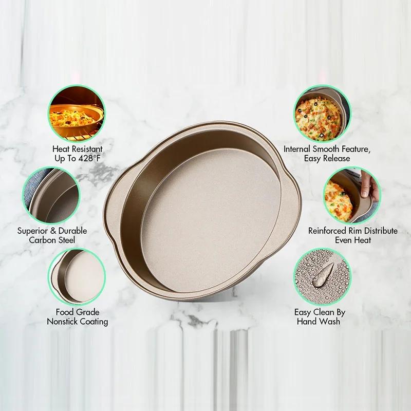 Круглая форма для торта 9 дюймов Форма для чизкейка Углеродистая сталь Антипригарная Форма для пирога Пиццы Противень Духовка Тост Форма для бисквита Формы для выпечки