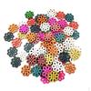 100 Pieces Wood Buttons 4-holes Hollow Flower for DIY Sewing Scrapbooking 20mm