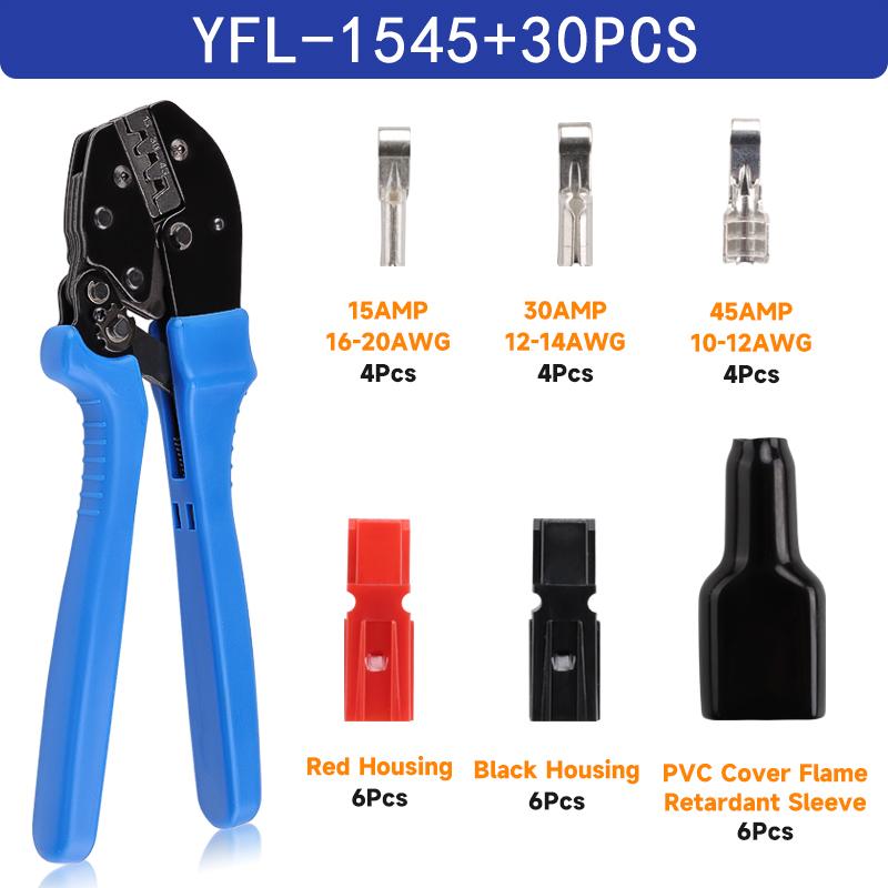 TC-1 Anderson Терминал кабеля Powerpole Обжимной инструмент YFL-1545 15/30/45 Ручной Углеродистая сталь Мягкая рукоятка Пластиковая ручка YEFYM